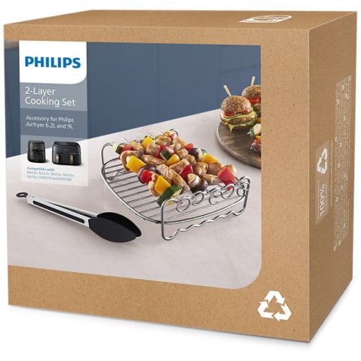 Philips Airfryerhez 2 szintes sütőkészlet - 5 nyárs + szilikon csipesz - HD9920/00