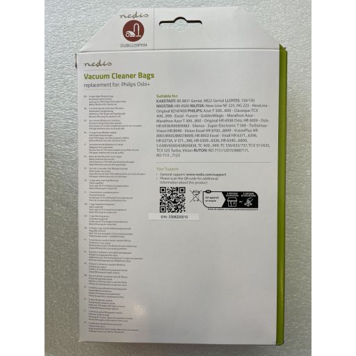 Philips Oslo porszívóhoz mikroszálas porzsák - DUBG220PHI4 - 4 darab porzsák + mikro és motorfilter - Utángyártott