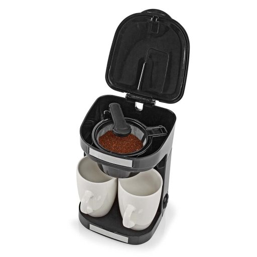 Nedis 2 csészés átfolyós fekete színű kávéfőző 2 porceláncsészével - 250ml - KACM140EBK