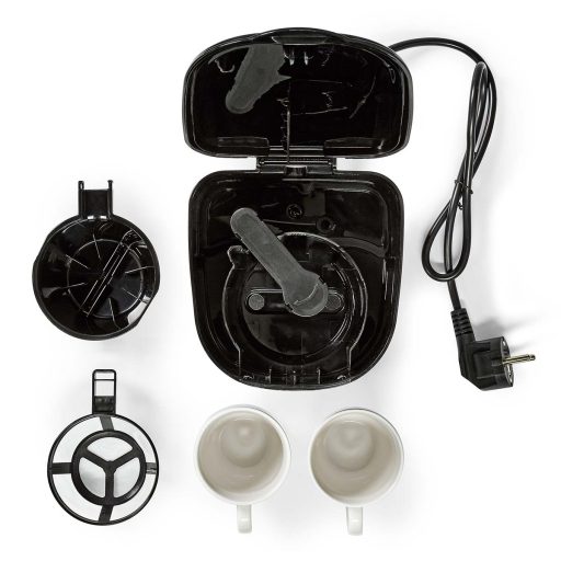 Nedis 2 csészés átfolyós fekete színű kávéfőző 2 porceláncsészével - 250ml - KACM140EBK