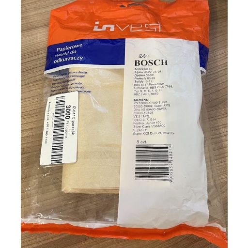 Bosch porszívóhoz papír porzsák - 5 darab zsák - Utángyártott