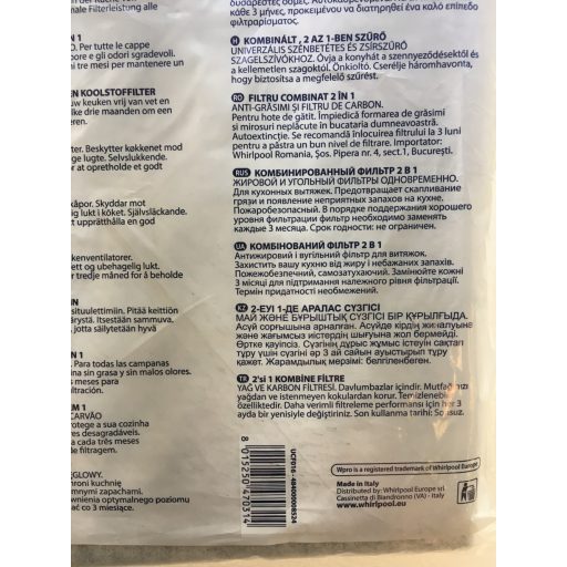 Whirlpool-WPRO páraelszívóhoz aktívszén/zsírszűrő - 470x570x10mm - UFC016